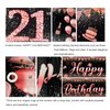 21st birthday decorations for her, 21st birthday rose gold& black Yard Sign Banner for Women 21st Birthday Party Supplies.