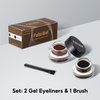 2Pcs Gel Eyeliner and Eyebrow Pomade Cream with Brush Waterproof Long Lasting, Black and Brown