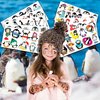 100 PCS Funny Christmas Winter Penguin Temporary Tattoos Sticker Animal Penguin Birthday Party Decorations Supplies Favors Gifts Girls Boys Baby Showers Prizes Cute Tattoo School Reward Themed Summer