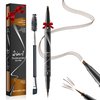 Microblading Eyebrow Pen Waterproof - Eyebrow Pencil Magical 2-in-1 Dual-Ended Eye Brow Pencils for Women with 4-Fork-Tip & Precise Brush-Tip & Eyebrow Brush, Natural Hair Like Strokes (Light Brown)