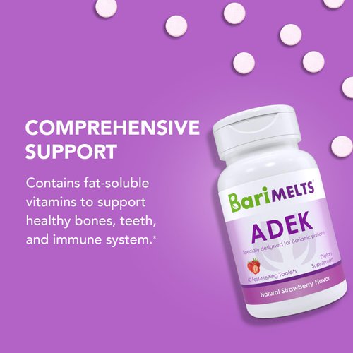 BariMelts ADEK - 1 Month Supply (60 Fast-Dissolving Tablets) - Post-Op Bariatric Vitamins with Vitamin A, Vitamin D, Vitamin E and Vitamin K​