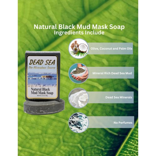 Malki Dead Sea Products Black Mud Mask Soap | Facial Care Product | Facial Skin Care with Pure Black Mud Soap | Natural Mineral Infusion for Skin Improvement