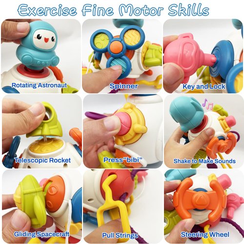 Busy Cube Toys Montessori Toys for 3+ Year Old, Travel Toys for Toddlers Learning Fine Motor Skills Birthday Gifts for Boy Girl (Spaceman)