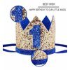 Socub Birthday Hat, birthday party hat, Birthday Crown Headbands for Baby Boy 5th Birthday Party Supplies, Golden Blue 5