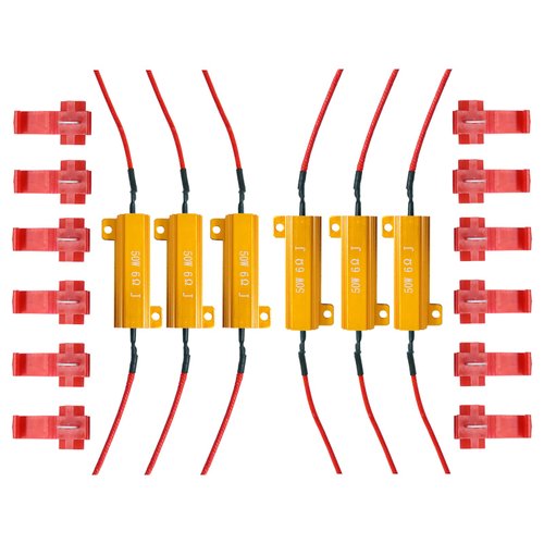 Ouzorp 6Pcs 50W 6ohm Load Resistors, Fix LED Bulb Fast Hyper Flash Turn Signal Blink Error Code