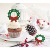 24pcs Glitter Christmas Garland Cupcake Toppers, Merry Christmas Cake Decorations, Xmas Cake Picks for Christmas Party, New Year Ceremony Party Cake Decorations Supplies (Garlands)