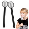 NUOBESTY Kids Microphone 6Pcs Glittered Silver Microphone Pretend Toy Microphone Fake Mic Accessory for or Costume Prop Birthday Party Favors Microphone Prop
