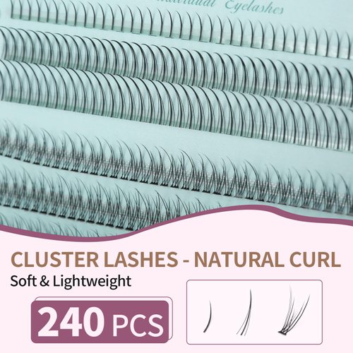 Individual Lashes 240 Clusters Eyelashes Extensions 3 Types Natural Fairy Manga Lashes 6-11mm Mixed Lashes Clusters DIY at Home (A Type & Fishtail & Bottom Lashes)