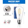 MASTERY MART 10 Pack Vintage LED Edison Bulbs, E26 Led Bulb 5.5W Equivalent to 60W, Dimmable, 5000K Daylight White, High Brightness ST58 Antique LED Filament Bulbs, Clear Glass