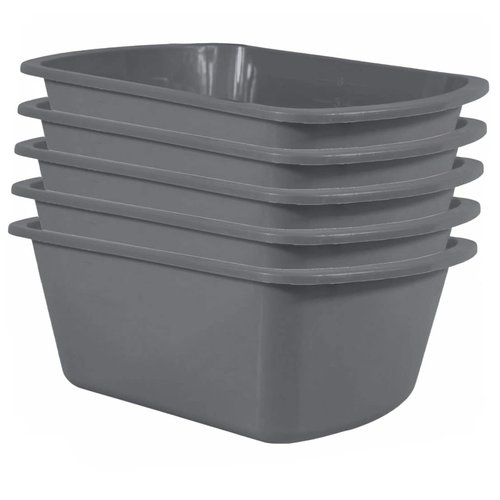 Wash Basins – Rectangular Plastic Hospital Bedside Soaking Tub [5 Pack] Small 7 Quart Graduated Bucket - Portable Washbasin for Washing, Cleaning, Foot Bath, Washing Dishes, Face Cleansing Bowl