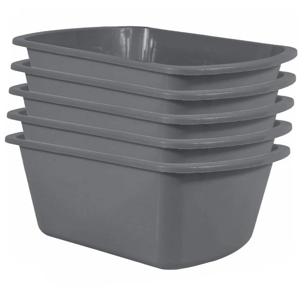 Wash Basins – Rectangular Plastic Hospital Bedside Soaking Tub [5 Pack] Small 7 Quart Graduated Bucket - Portable Washbasin for Washing, Cleaning, Foot Bath, Washing Dishes, Face Cleansing Bowl