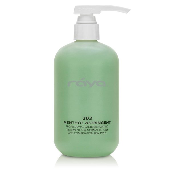 RAYA Menthol Astringent 16 oz (203) | Effective Facial Toner for Combination and Partially Oily Skin Prone to Break-Outs | Helps Refine, Tighten, and Protect pH Balance | Cools, Refreshes and Soothes