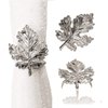 Fall Napkin Rings Leaf Vintage Thanksgiving Holiday Halloween Autumn Napkin Holders Wedding Birthday Banquet Table Accessories Table Accessories (Silver, 12)