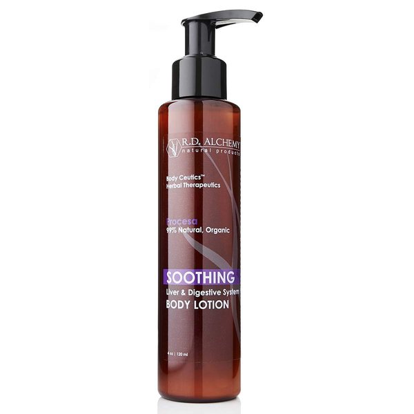 RD Alchemy - Stomach Soothing Lotion for Bloating, Gas, & Nausea - Extracts of Milk Thistle, Chamomile, & Licorice Soothe & Ease Symptoms for Improved Digestion & Stomach Relief.