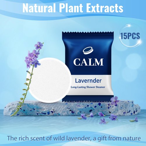 TranquilBliss Shower Steamers-15 Pack Shower Bombs with Lavender Scent, Self-Care Gifts for Women Who Have Everything, Relaxation Birthday Gifts for Women, Valentines Day Gifts for Her