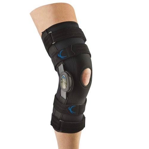 United Ortho 300230-05 Tall Neoprene Hinged Knee Brace with Stabilizer, Black, Medium
