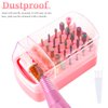 2 in 1 Nail Drill Bits Holder & Nail Drill Bits Cleaning Brush Case,30 Holes Dustproof Nail Art Drill Bits Stand Display Storage Box and Nail Drill Bits Cleaner Manicure Tools (Pink)