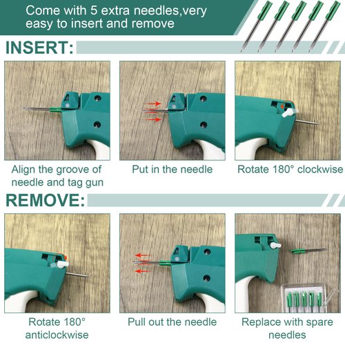 3576 Pcs Tagging Gun Clothes Garment Tag Attacher Kit with Needles Standard Plastic Barbs Fasteners Hang Tag Strings Gourd Safety Pins Retail Price Tags Size Labels for Store Warehouse (White)