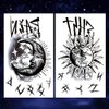 Oottati Waterproof 6 Sheets Back of Hand Fake Temporary Tattoo Stickers - Black Gothic Finger Letter Moon Sun Totem Clown Cat Horro Flower
