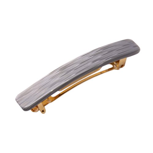 French Amie Small 2 1/4 inch Celluloid Handmade Hair Barrette No Slip Grip Durable Styling Women Hair Accessories Hair Clip for Girls, Made in France(Metallic Grey)