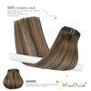 WindTouch Clip in Hair Extensions Human Hair Extensions Clip in Extensions Balayage Medium Brown to Caramel Blonde Hair Extensions Real Human Hair 16Inch 7Pcs 120g Hair Extensions Clip Ins