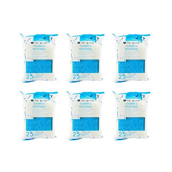 Nu-pore Cleansing and Moisturizing, Makeup Remover, Wet 25 Towelettes (Pack of 6)