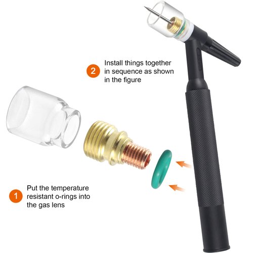 TIANLYLIN 40pcs TIG Gas Lens Collet Body & #4 ~ #12 Pyrex Cup Kit DB SR WP 9 20 25 TIG Welding Torch