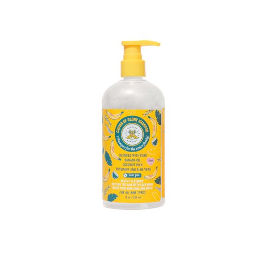 Blessed Bananas Crown of Glory Shampoo - Natural Banana Oil, Coconut Milk, Rosemary & Aloe Vera Blend - Cleanse, Rejuvenate, & Hydrate - Protects Against Damage - Reduces Frizz - 1 Count