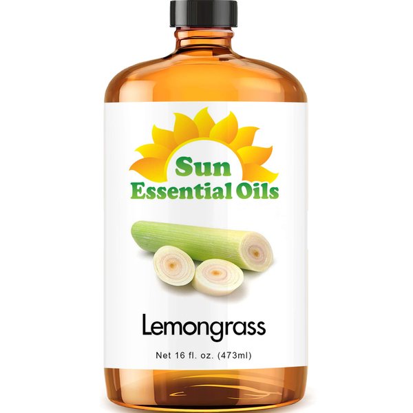 Sun Essential Oils - Lemongrass Essential Oil 16oz for Aromatherapy, Diffuser - Essential Oils for Diffusers for Home - Aromatherapy Oil Lemongrass - Lemon Grass Massage Oil