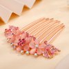 Missgrace Boho Luxury Glitter Sparkly Flower Pink Crystal Rhinestones Hair Side Combs Hairpins Barrettes Bride Hair Clips Accessories for Women Girls (Pink)