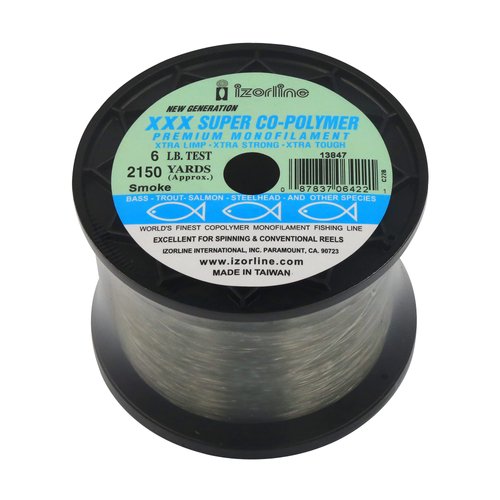 Izorline XXX Co-Polymer Monofilament Fishing Line 1/4 lb Bulk Spool (Smoke, 6 lb 2150 Yards)