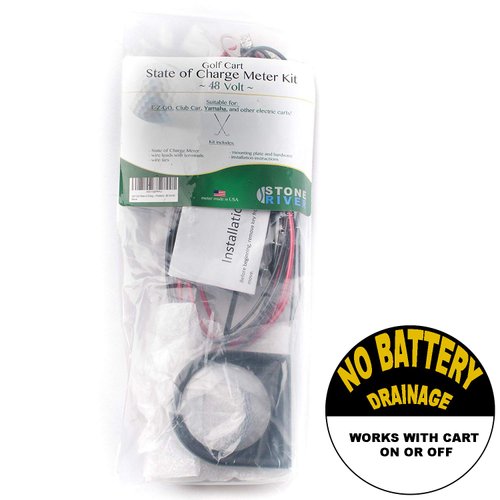 Stone River - 48v Golf Cart Battery Meter KIT - Golf Cart Voltage Meter - with 48v Battery Meter, Wire Set and Mounting Hardware - Ideal for Golf Cart Meter, EZ-GO Volt Meter, Forklift -Made in USA.