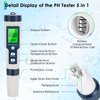5 in 1 PH Meter for Water, PH/TDS/EC/Temp/Salt Meter, Salt Tester for Saltwater Pool, 0.01 Resolution High Accuracy Digital PH Tester for Hydroponics, Water, Wine, Aquariums and Fish Tank