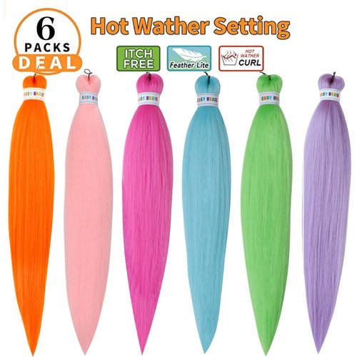 Colorful Braiding Hair Pre Stretched Box Braids Hair Colored Braiding Hair 26inch Pre Stretched Braiding Hair Multi Color Braiding Hair Pre Stretched