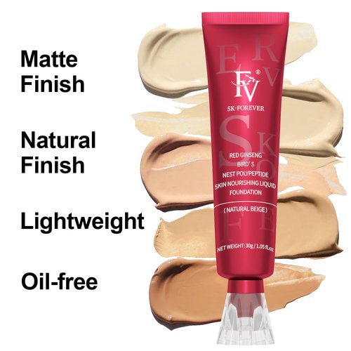 FV Waterproof Liquid Foundation with Matte Finish, Lightweight, Oil-Free, Natural Look Makeup for Combination & Oily Skin, Light to Medium Coverage,Natural Beige, 1 fl. oz.