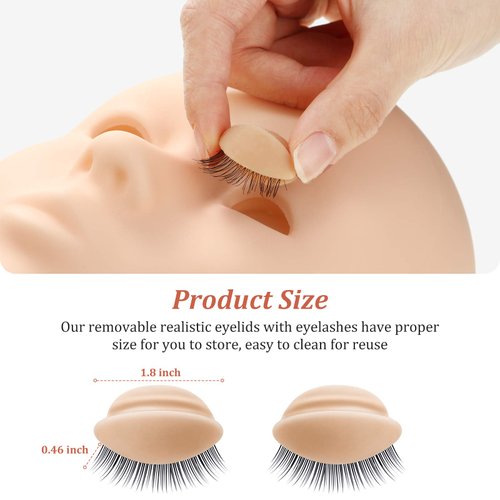 2 Boxes 6 Pairs Replacement Eyelids for Mannequin Head Removable Realistic Eyelids with Eyelashes Mannequin Head Eyelids for Eyelash Training Practice Makeup Eyelash Extensions (Tan Color)
