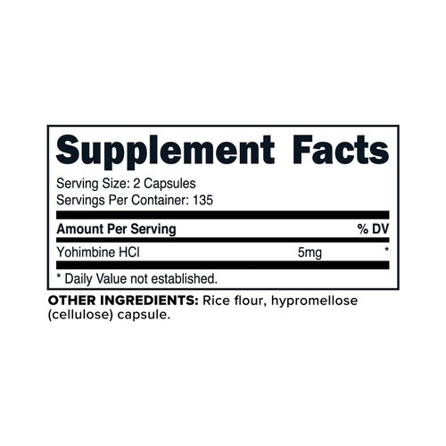 PrimaForce Yohimbine HCl 2.5mg, 270 Capsules - Premium Supplement, Boosts Performance, Zero Fillers, Non-GMO and Gluten Free