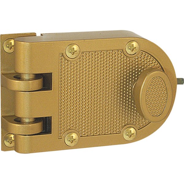 Prime-Line U 9970 Deadlock – Jimmy-Resistant Design Prohibits Forced Entry by Spreading of Door Frames – Single Cylinder Diecast Metal Lock With a Brass Finish and Angle Strike (Single Pack)