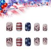 NEWSPIED 4th of July Press on Nails Short Square Independence Day Fake Nails with Glitter Sequin Star Stripe Design Acrylic Glue on Nails Star False Nails for Women 4th of July Nails DIY 24Pcs