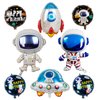 Space Balloons - 33 Inch Astronaut Foil Balloons, Mylar Airship Planet Rocket Galaxy Balloons, Outer Space Theme Birthday Decorations - Pack of 8