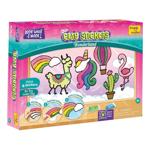Imagimake Clay Stickers: Wonderland | No Mess Air Dry Foam Clay for Kids, 12 Clay Pouches, 8 Colors, 6 Unique DIY Stickers | Kids Craft Supplies, Travel Toys | Birthday Gifts for Kids Ages 3 4 5 6 7 8