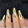 Metallic Coffin Nail Tips Extra Long False Press On Fake Nails Gold Chrome Mirror Punk Rock Full Cover Fingernail Decorations 24pcs/Set