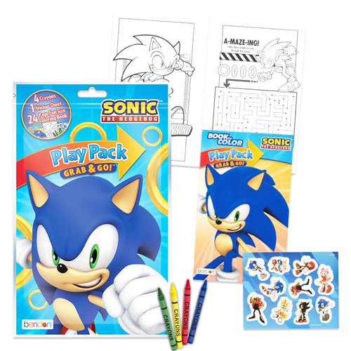 Sonic Birthday Party Favors and Supplies Set - Bundle with 6 Sonic Activity Play Packs for Boys, Girls with Mini Coloring Books, Loot Bags, and More | Sonic the Hegehog Party Favors for Kids