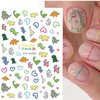 6 Sheets Cute Dinosaur Nail Stickers 3D Cartoon Self-Adhesive Nail Decal Nail Art Supplies Cute Little Dinosaur Design Nail Sliders Heart Decals for Women Girls Manicure Decoration Accessories