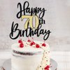 Black Gold Glitter Happy 70th Birthday Cake Topper,Happy 70 Birthday Cake Decoration for 70 & Fabulous Birthday,Hello 70 Party Anniversary Party Cake Decorations Supplies
