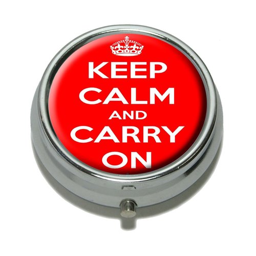 Keep Calm and Carry On Red Pill Case Trinket Gift Box