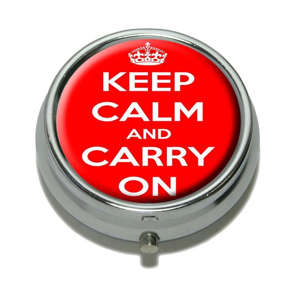 Keep Calm and Carry On Red Pill Case Trinket Gift Box