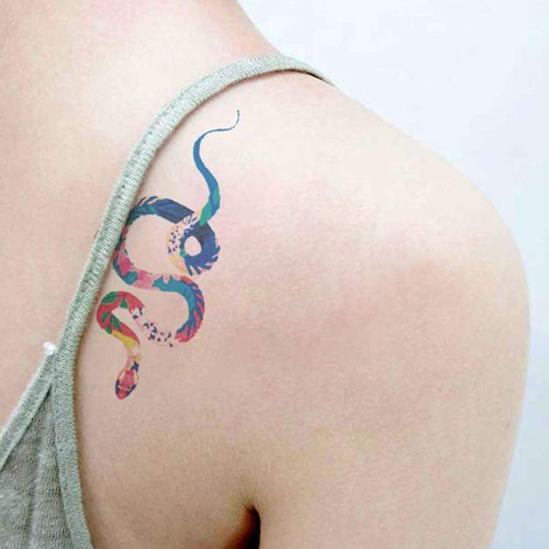 Oottati Small Cute Temporary Tattoos Stickers Colored snake (2 Sheets)