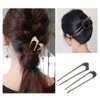 6 Pcs Metal U Shaped Hairpins Simple Hair Sticks Vintage French Hair Pin Chignon Hair Grips Clips 2 Prong Bun Hair Accessories for Women Girls