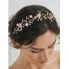 SWEETV Bridal Headband Wedding Headpiece for Bride Hair Accessories for Wedding Hair Pieces Crystal Pearl Hair Vine Gold